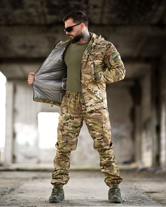 Зимовий чоловічий тактичний костюм 7.62 мультикам рипстоп штани куртка