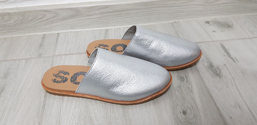 SOREL ELLA MULE PURE SILVER klapki srebrne rozm 37 skóra