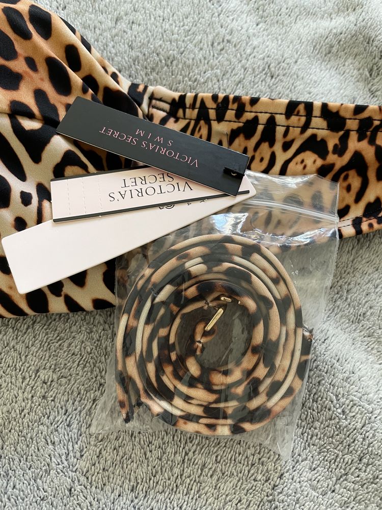 Купальник Victoria's Secret Bandeau Leopard print 36С/80С/плавки М