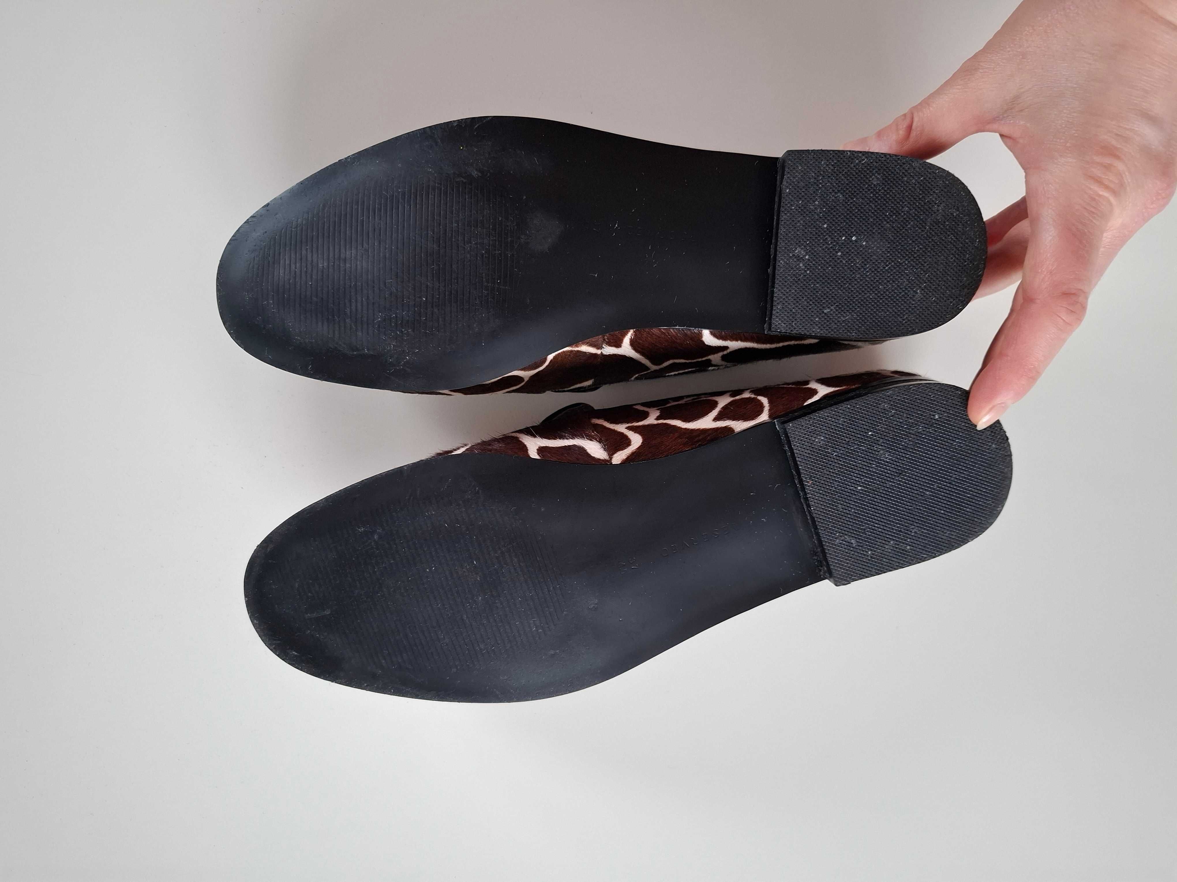 Buty damskie wzór żyrafa, 37, eleganckie loafersy ze zwierzęcym wzorem