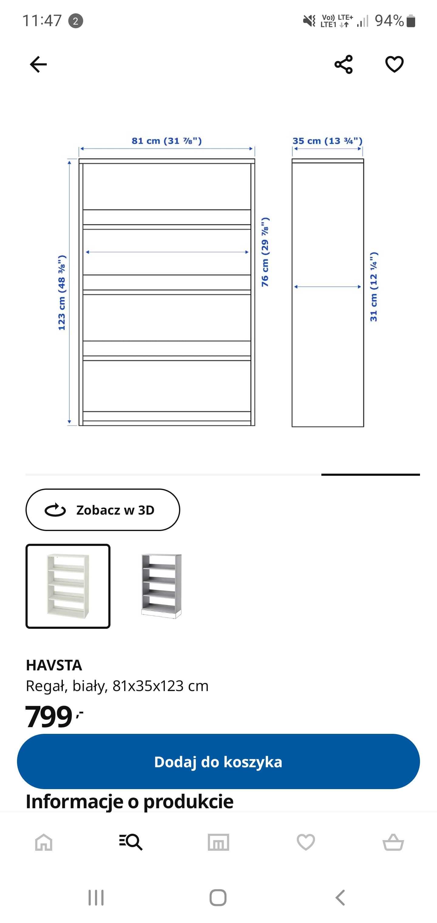 Nadstawka IKEA Havsta