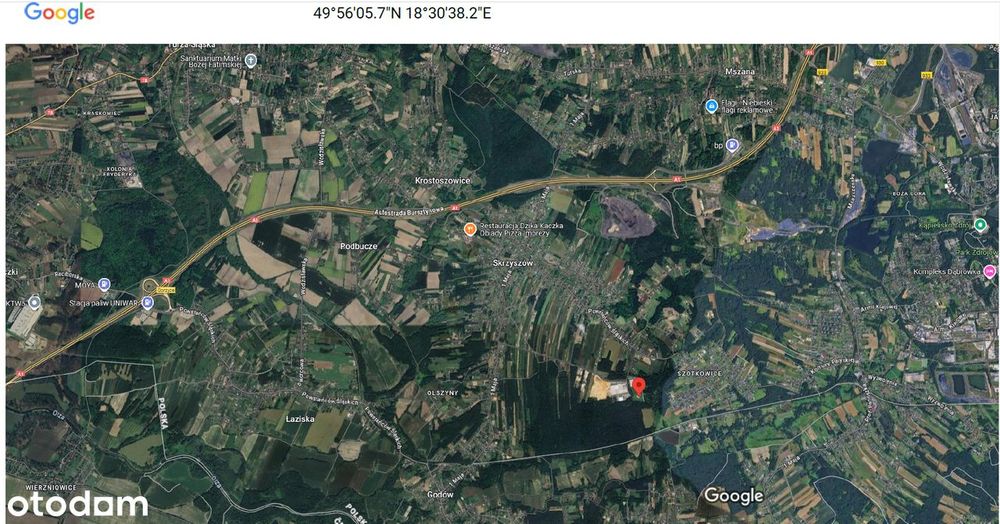 Działka inwestycyjna 2.1692 ha gmina Godów