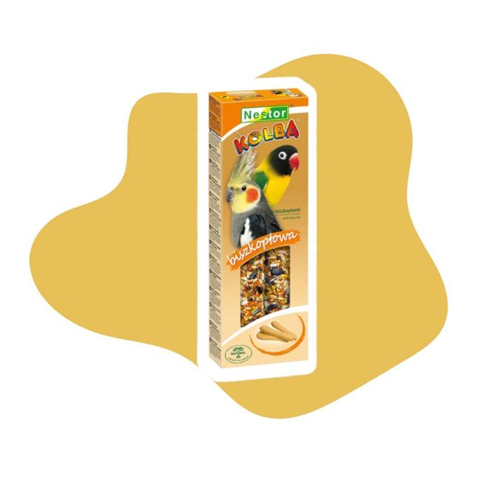 Nestor kolba Classic Średnie papugi Biszkoptowa 2szt z biszkoptami