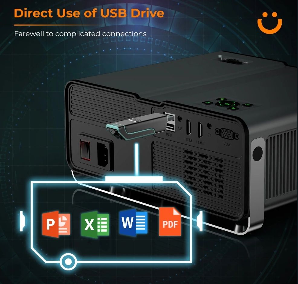 Projector 9500 lumens + WiFi + Bluetooth + keystone 4D + Nativa 1080P