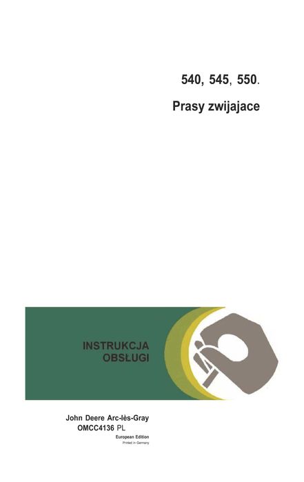 John Deere Instrukcja obsługi prasa JD 540 JD 545 JD 550