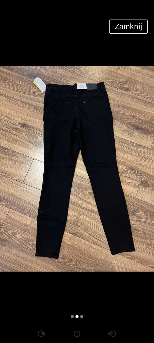 Czarne spodnie jeansy wysoki stan nowe H&M r.44