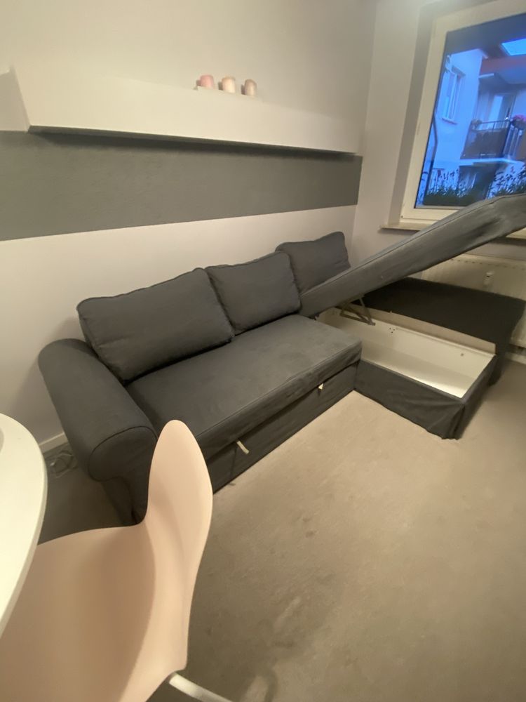 Sofa 3 osobowa z szezlągiem rozkładana z pojemnikiem na pościel IKEA