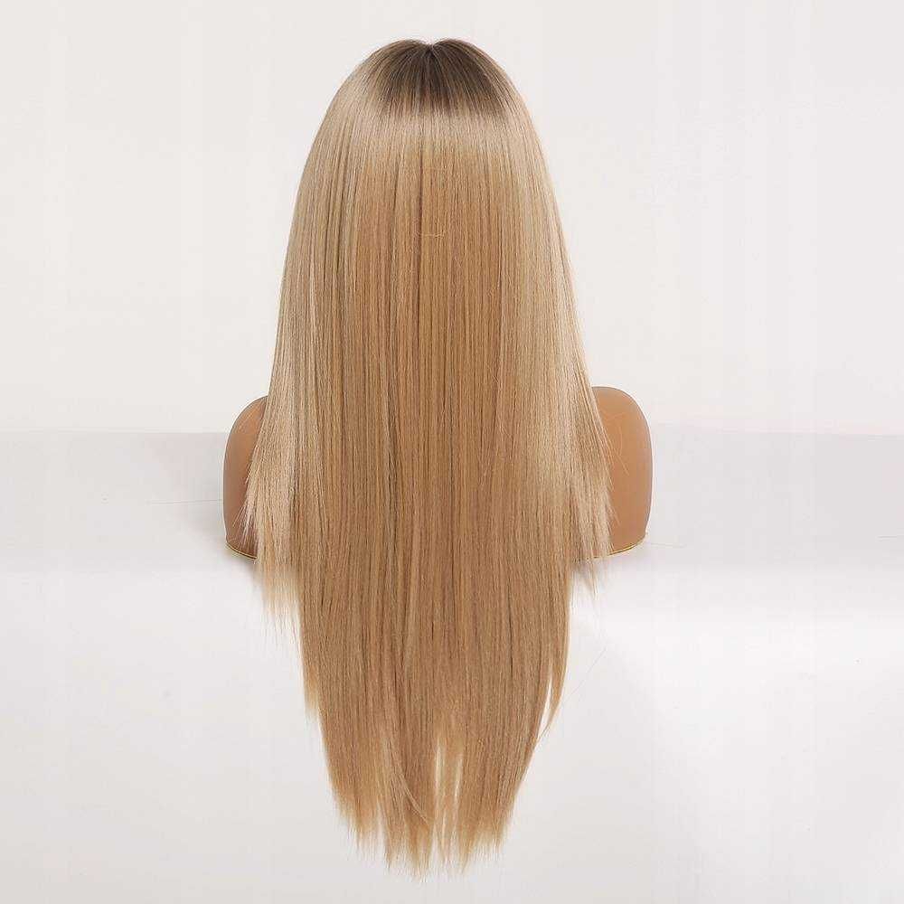 Peruka lace front blond ombre długie proste włosy