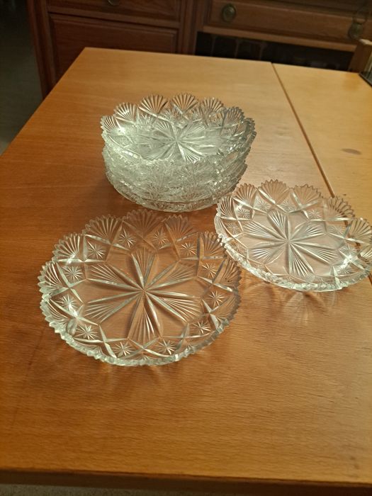 14 pratos/taças sobremesa cristal