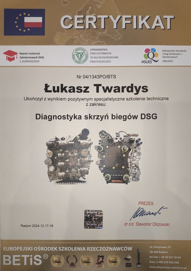 Serwis, naprawa, regeneracja automatycznych skrzyń biegów DSG