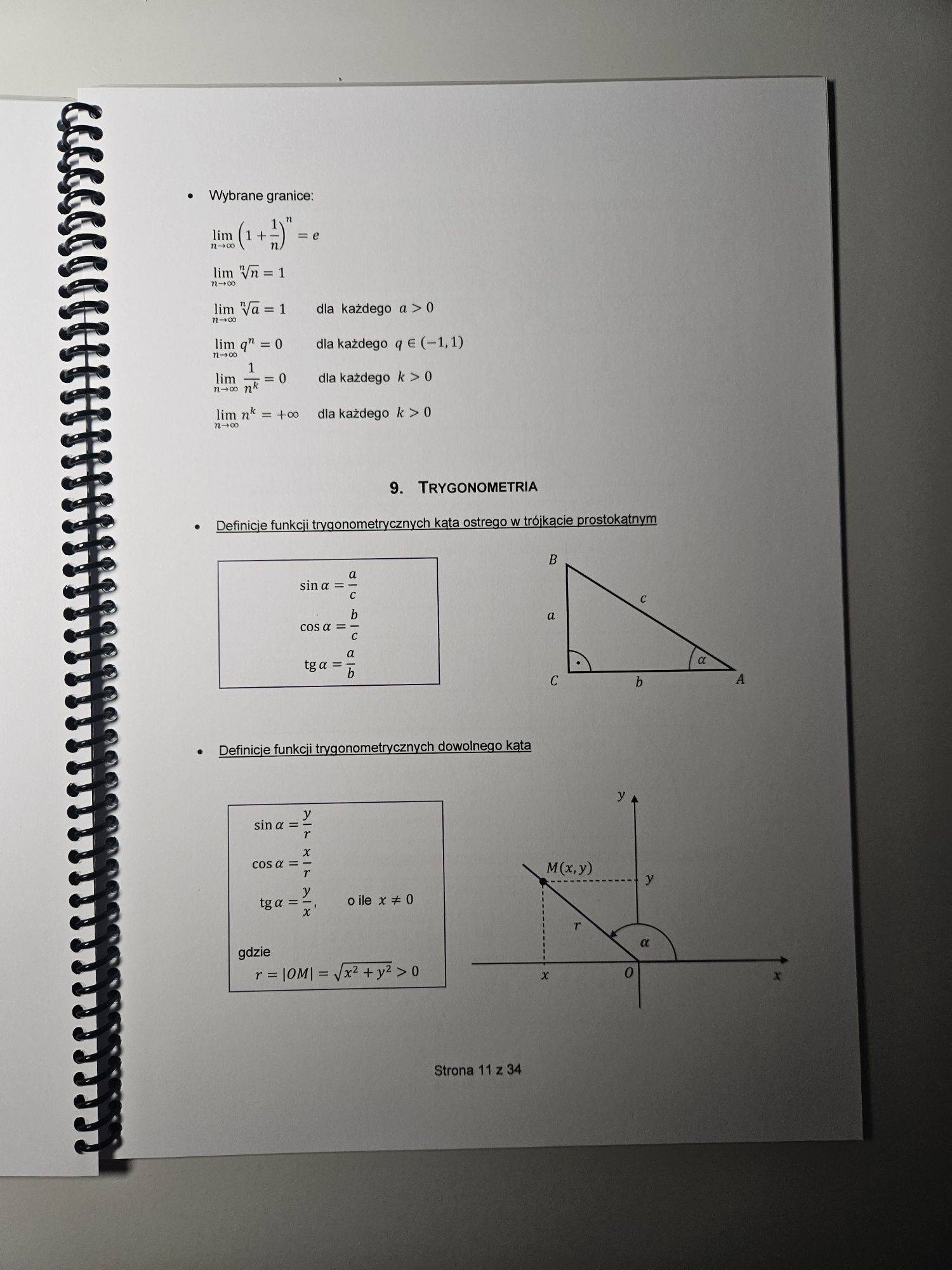 Wybrane wzory matematyczne CKE Matura 2025 Karta wzorów A4 Matematyka