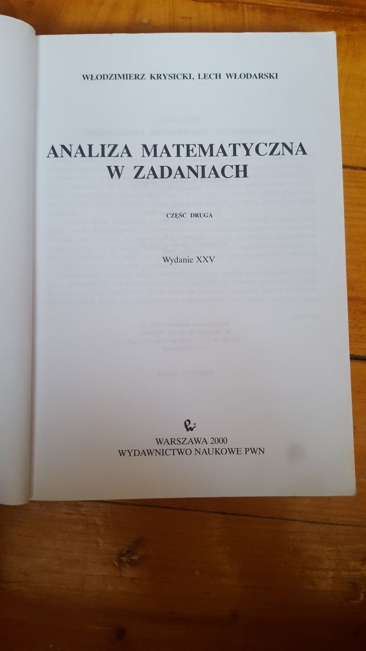 Analiza matematyczna w zadaniach matematyka Krysicki Włodarski studia