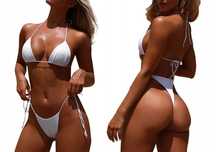 Sexy Strój Kąpielowy Wiązane Bikini Brazylijskie Stringi - XL