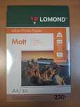 Папір для струменевих принтерів матовий Lomond 230 г/м, мат, А4 50л