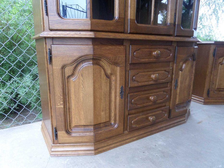 Piękny masywny dębowy kredens witryna FLANDERN stan bdb WYSYŁKA DOWÓZ