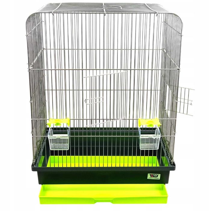 Klatka dla ptaków 60 cm ocynk – 2 karmniki, szuflada, 1 cm