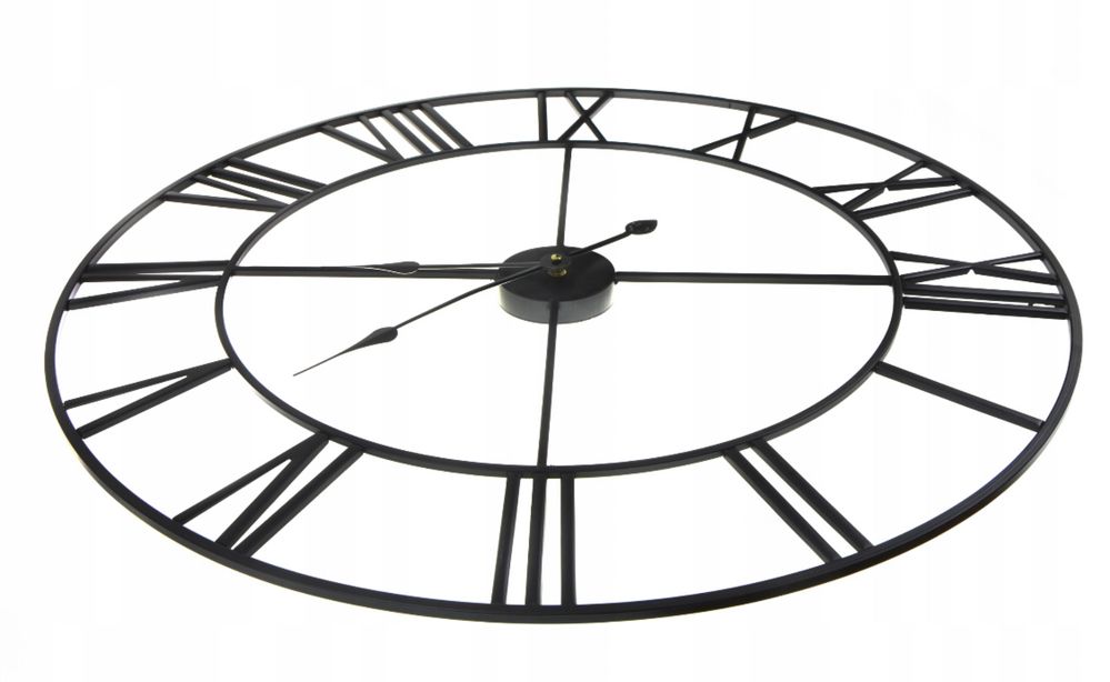 ZEGAR ŚCIENNY METALOWY CZARNY DUŻY cichy zegarek 50 cm na ścianę loft