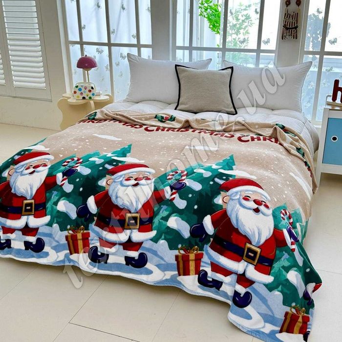 Покривало Плєд Велюр Новорічне розмір 200*220 см. + Подарункова сумка