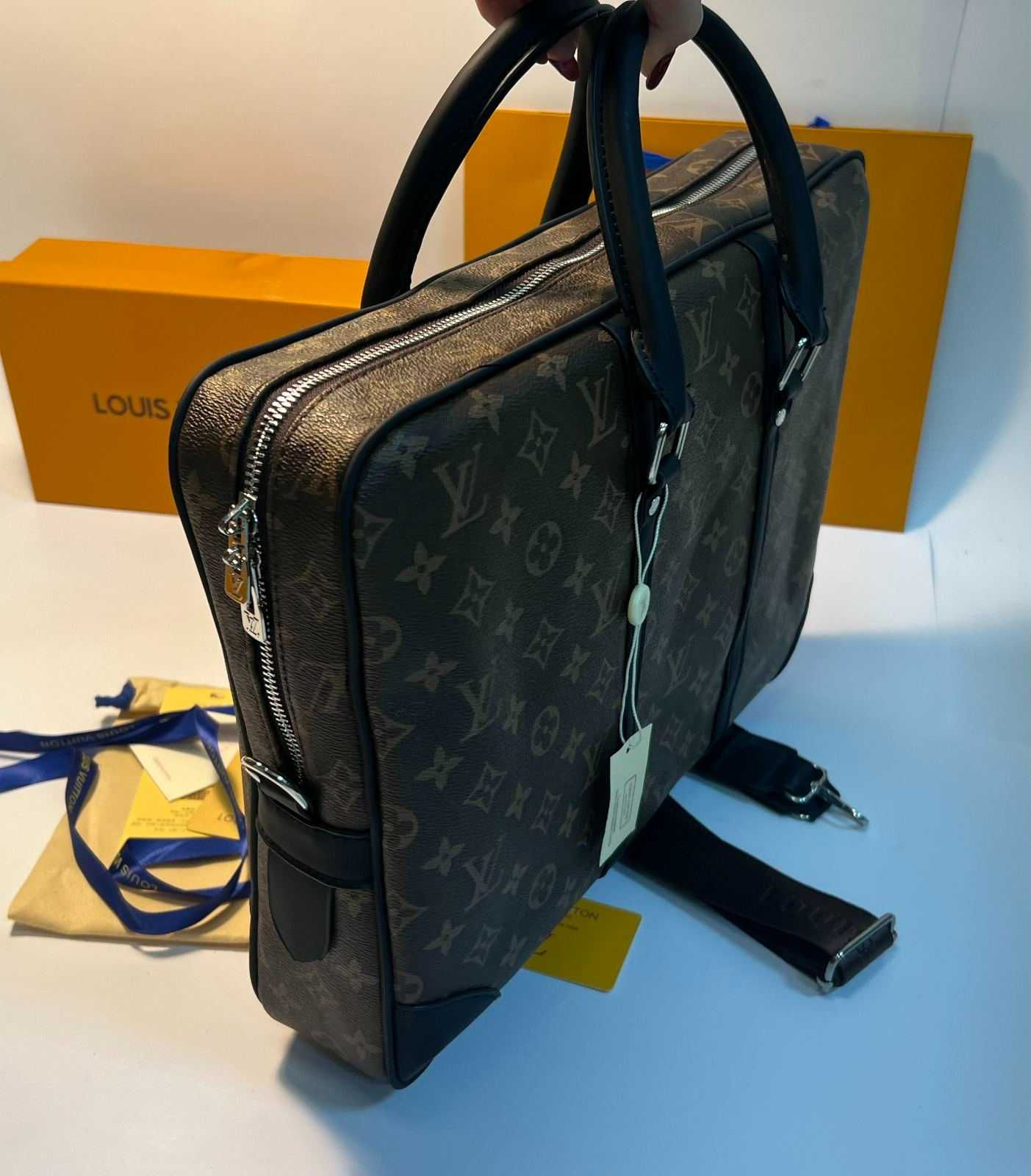 Męska torba aktówka teczka na laptop Louis Vuitton, skóra 76-09