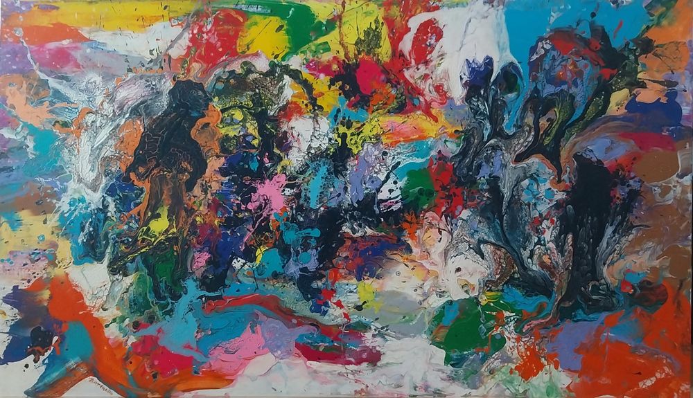 Abstrakcja 180x100 cm obraz malowany gruba struktura Ursynów Warszawa