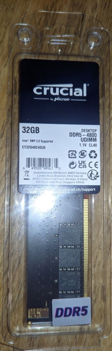 Crucial Pamięć DDR5 32GB (1*32GB) | 4800 MHz CL40