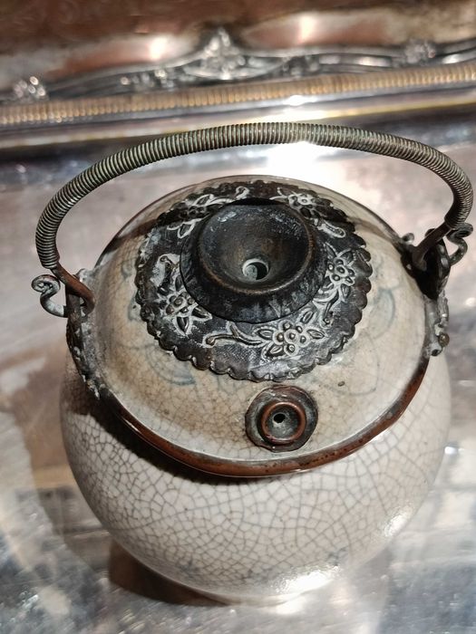 Cachimbo ópio Cerâmica Chinesa Séc XIX 14 cm Carimbado