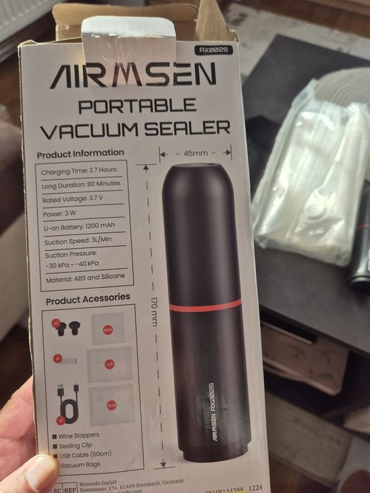 Zgrzewarka próżniowa 40kpa odsysacz powietrza Airmsen kompaktowy worki