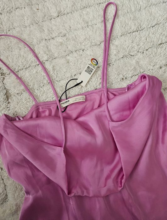 Nowa różowa liliowa sukienka na ramiączkach wesele impreza