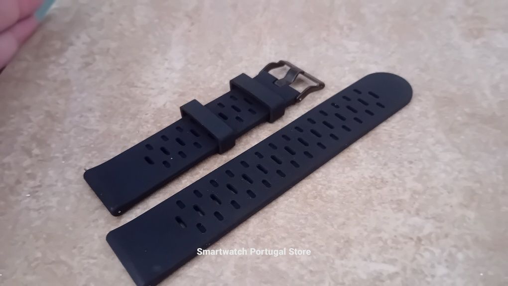 Bracelete 22mm em Silicone  : Preto