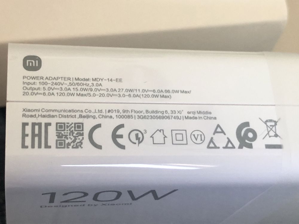 Oryginalna ładowarka Xiaomi 120w Hyper Charge typ-A z kablem box