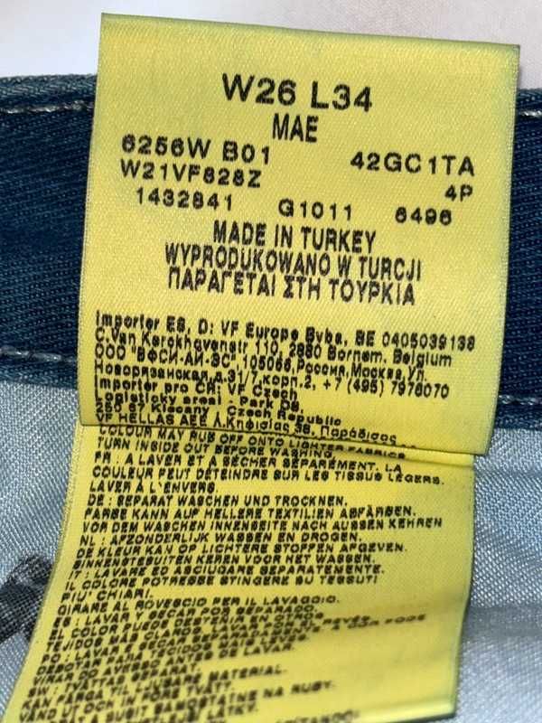 Wrangler MAE W26 L34 Damskie Jeansy Prosty Krój Denim 100% Bawełna