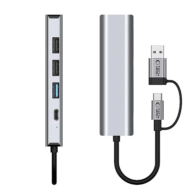 Tech-Protect Hb03 Hub Adapter 5In1 Type-C + Usb2.0 + Usb3.0 + Rj45 Spa