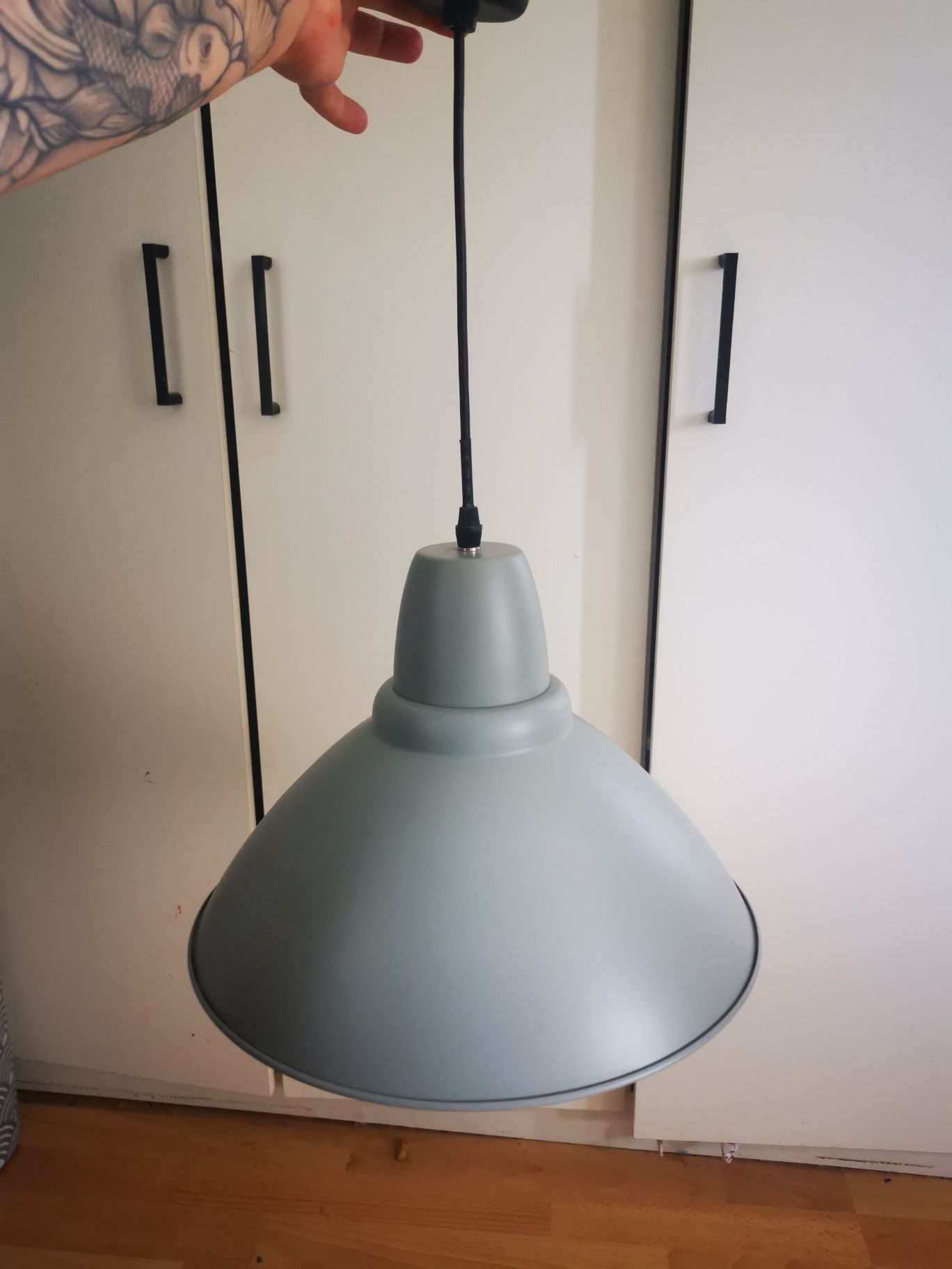 Lampa Wisząca  metalowa loft industrial Srebrna szara