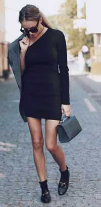 Viralowa sukienka na jedno ramię LeBrand S M czarny