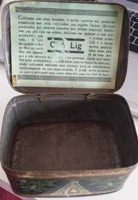 Caixa metálica de chá Lig extra fino, muito antiga 12x8,5cm. 6cm alt.