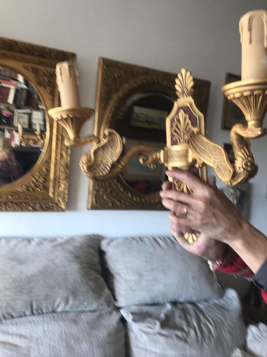 Cisnes: Apliques estilo Império dourados e bordeaux