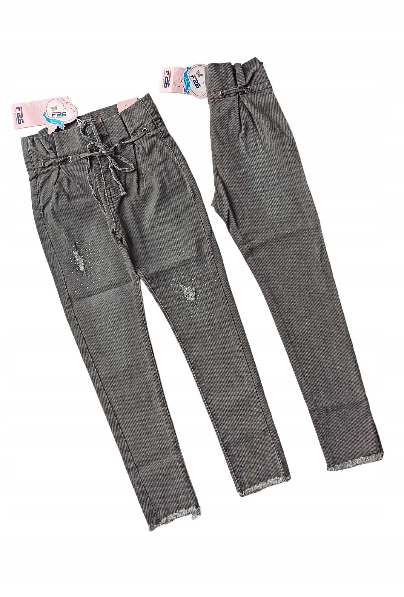 Spodnie jeans dla dziewczynki na gumce nowy 134-140