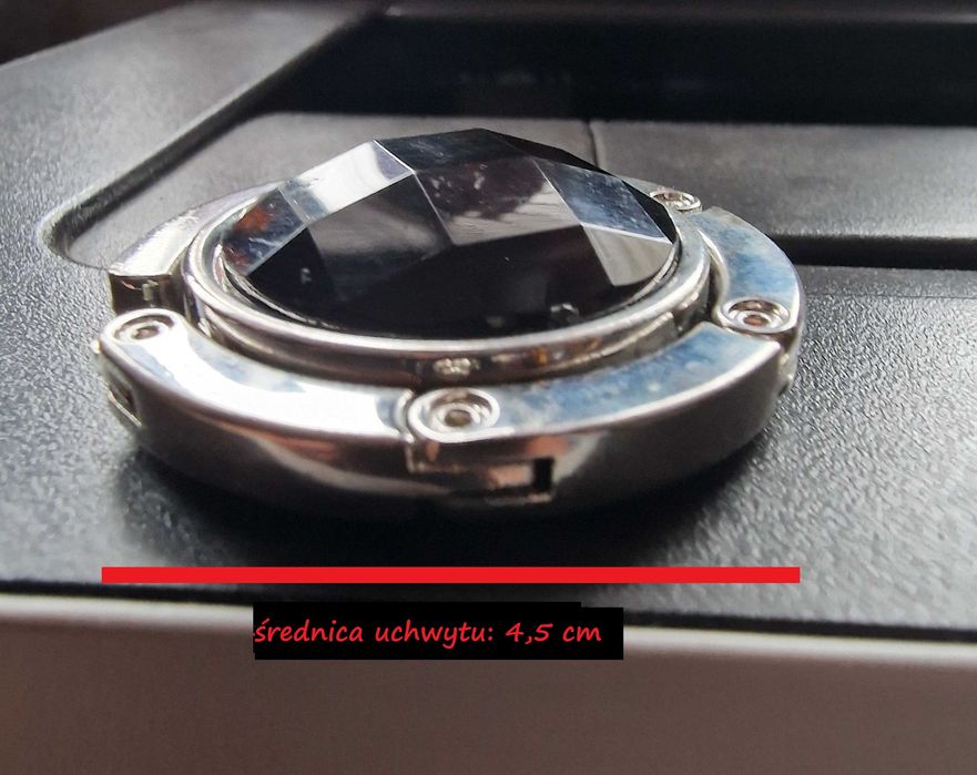 Składany uchwyt haczyk wieszak podblatowy na torebkę, a’la brylant