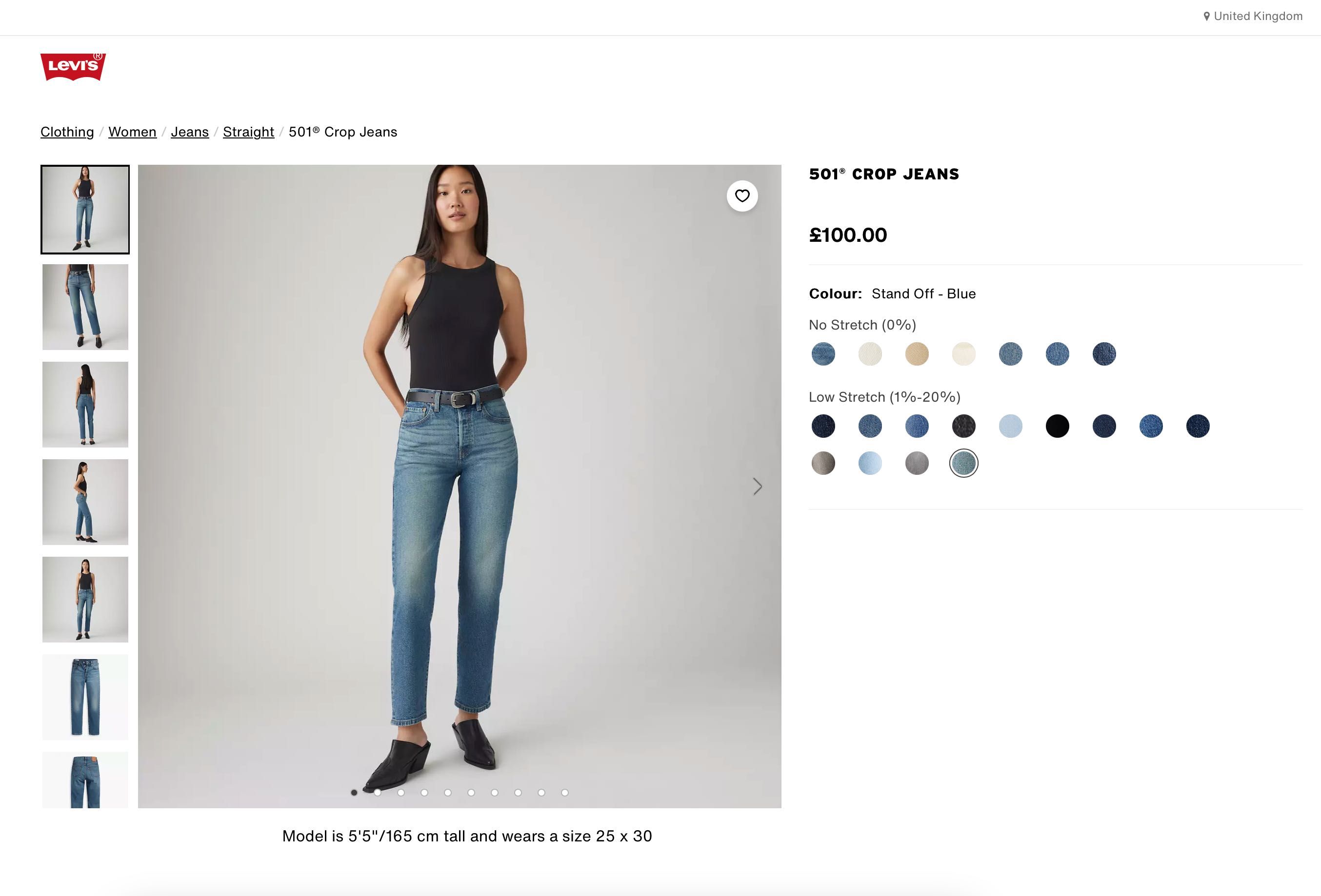 Levi's 501 crop stand off оригінальні джинси 25/28