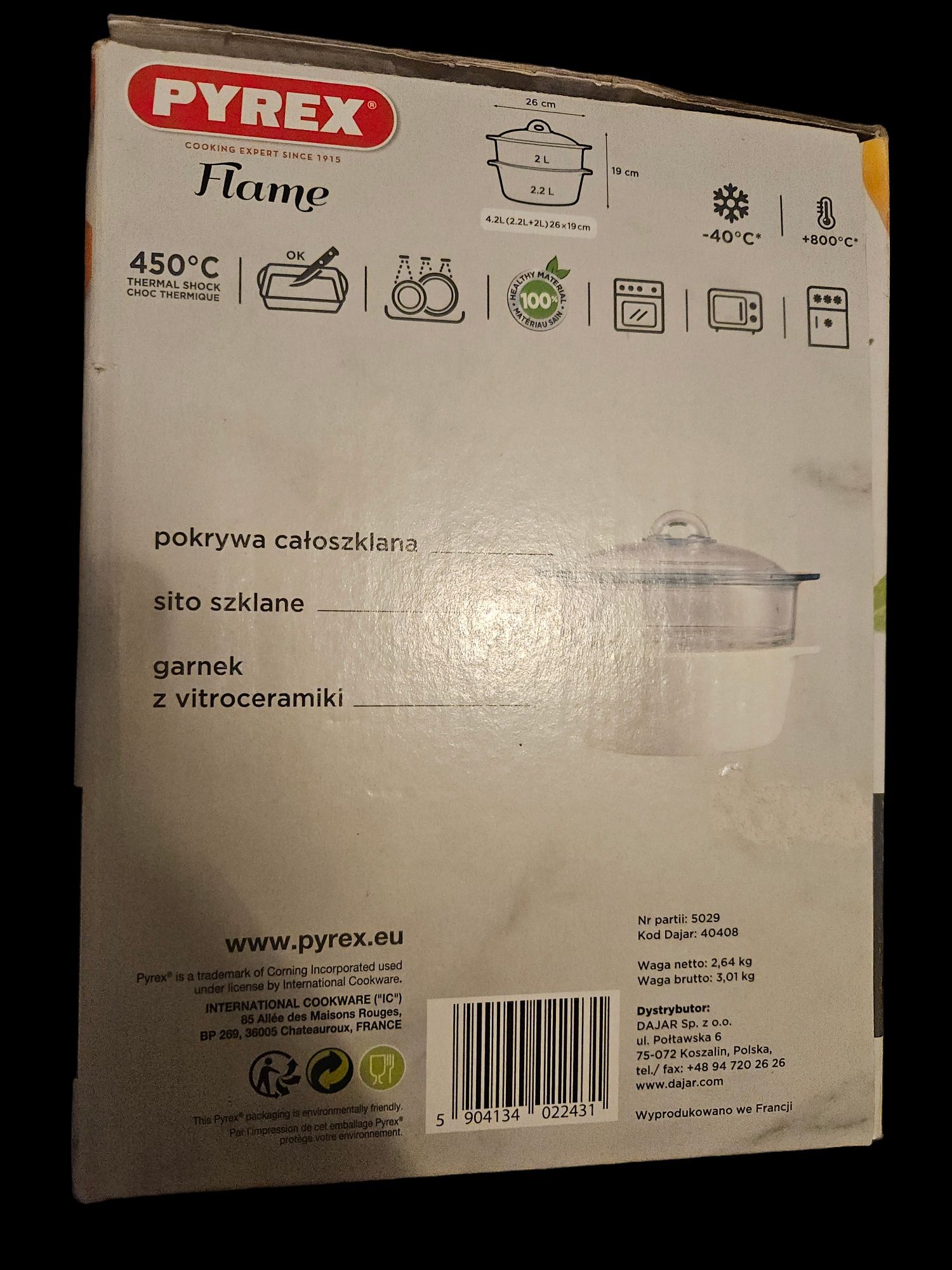Garnek  pyrex ceramiczny Do gotowania na parze NOWY