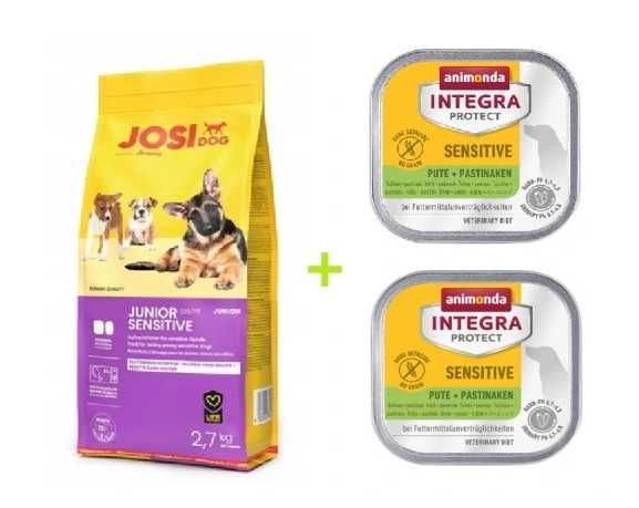 JOSERA JosiDog Adult Sensitive - karma - 2,7 kg + karma mokra 150g x2