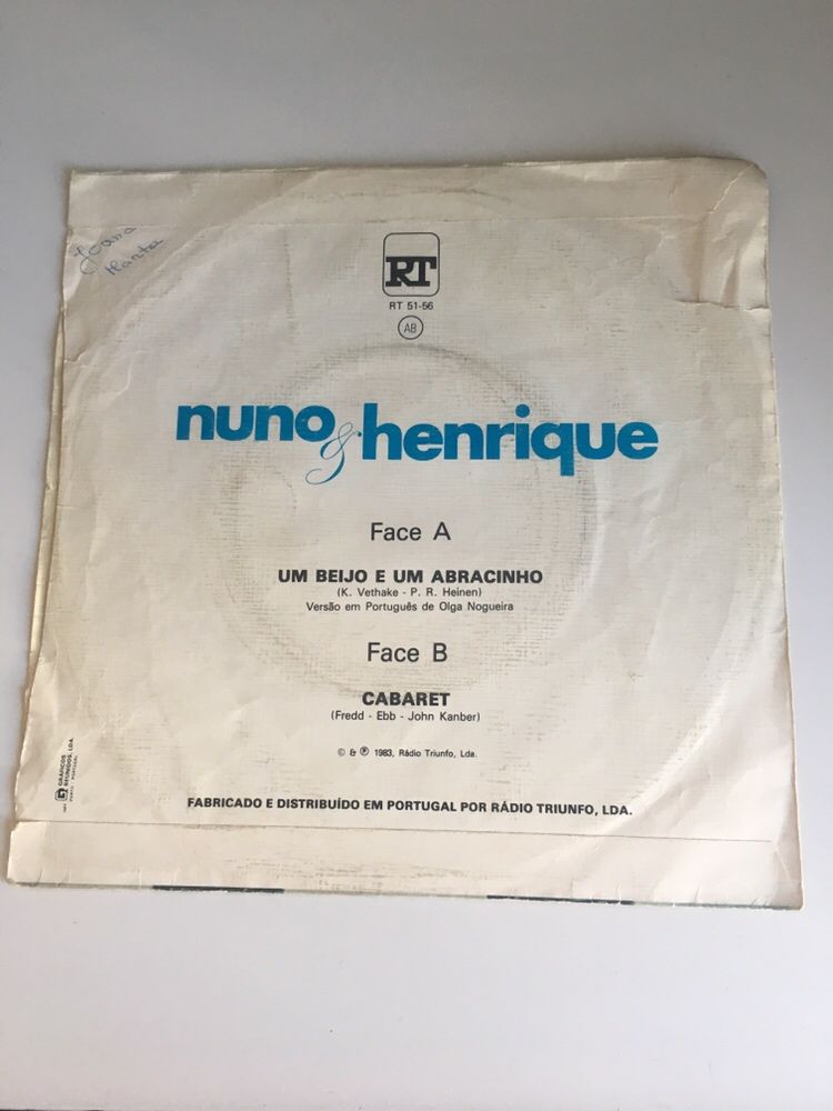 Disco Vinil Nuno e Henrique - Um beijo e um abracinho