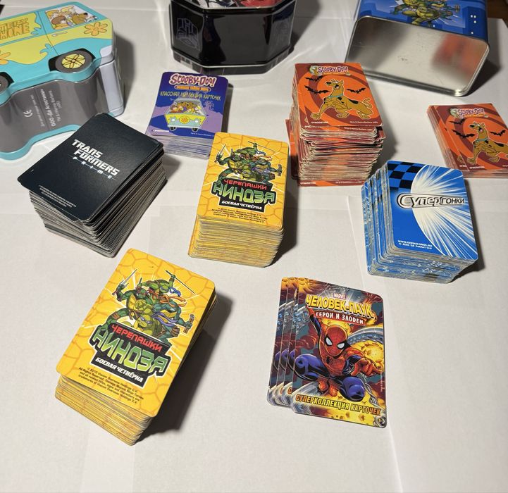 Лот карточек: Черепашки ниндзя, Скуби ду, Человек паук, Трансформеры