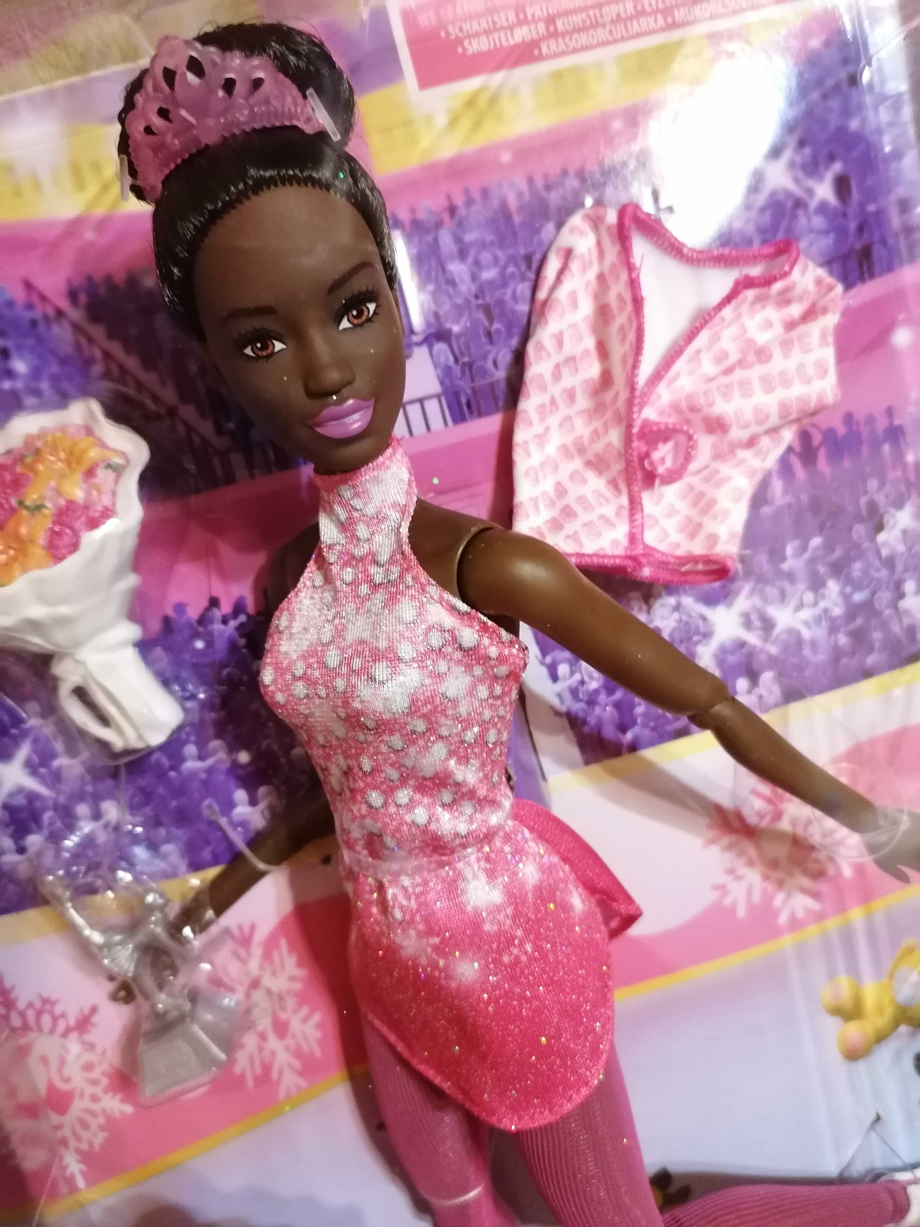 Barbie łyżwiarka kariera ciemnoskóra NOWA ruchome stawy HCN31