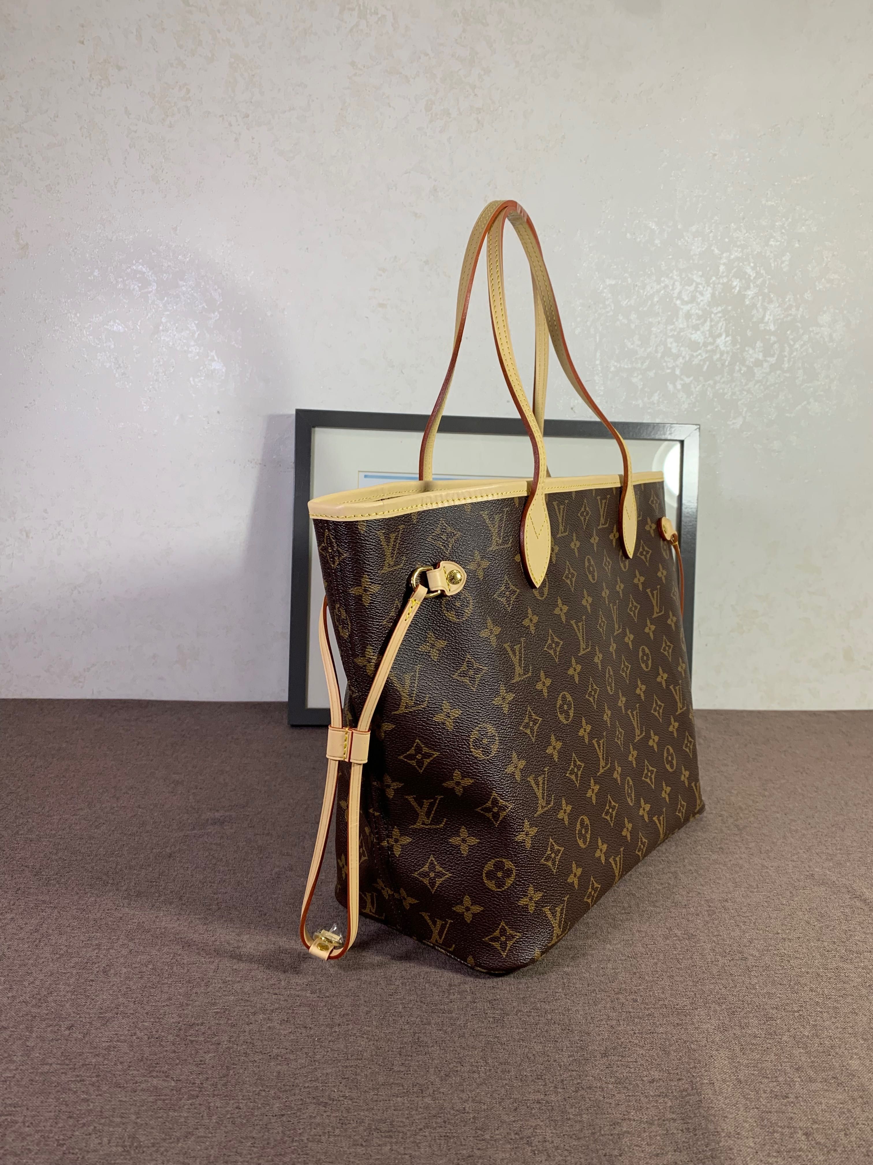 Torebka Louis Vuitton Neverfull MM Monogram brązowa skóra shopper bag