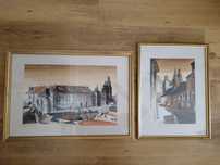 Zestaw obrazów w złotej ramie. Kraków Wawel