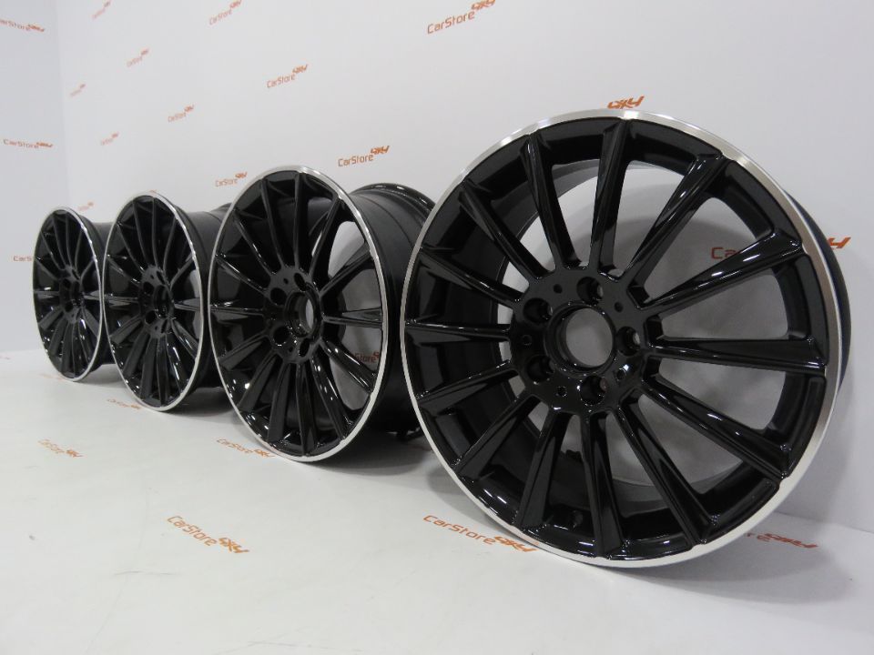 Jantes Look Mercedes Turbine 17 x 7.5 et 35 5x112 Preto + Brilhante