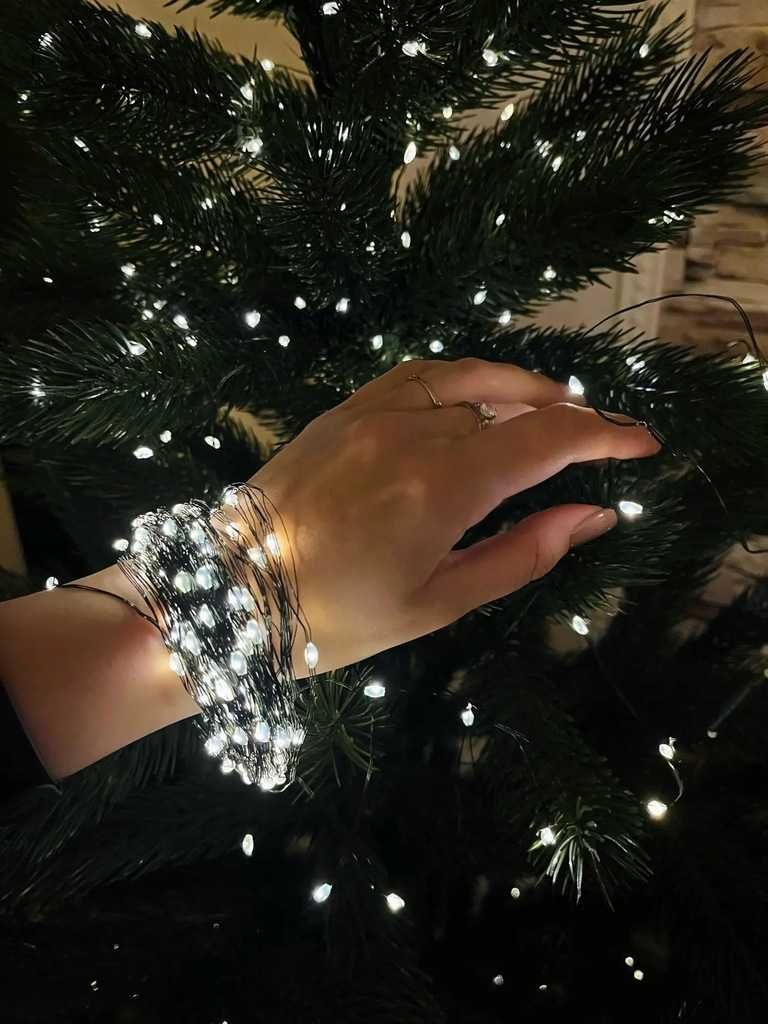 Lampki druciki mikro 1000 LED 100 metrów zielony kabel zimno biały