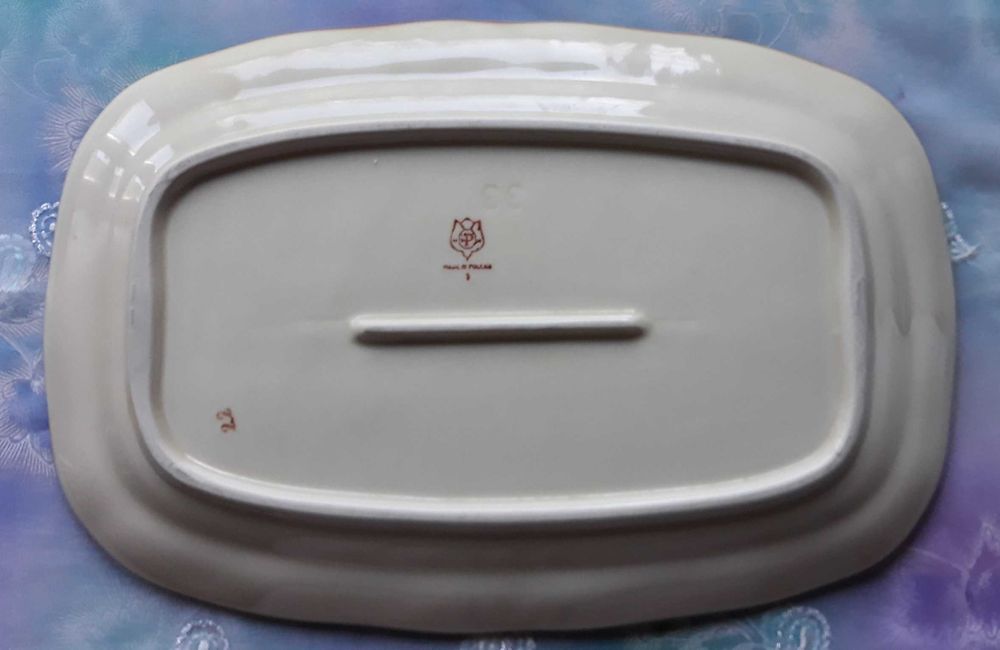 Półmisek prostokątny beżowy porcelitowy Pruszków PRL