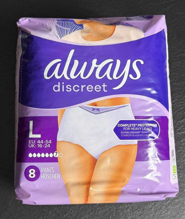 Always Discreet 32 sztuki majtek na nietrzymanie moczu dla kobiet L